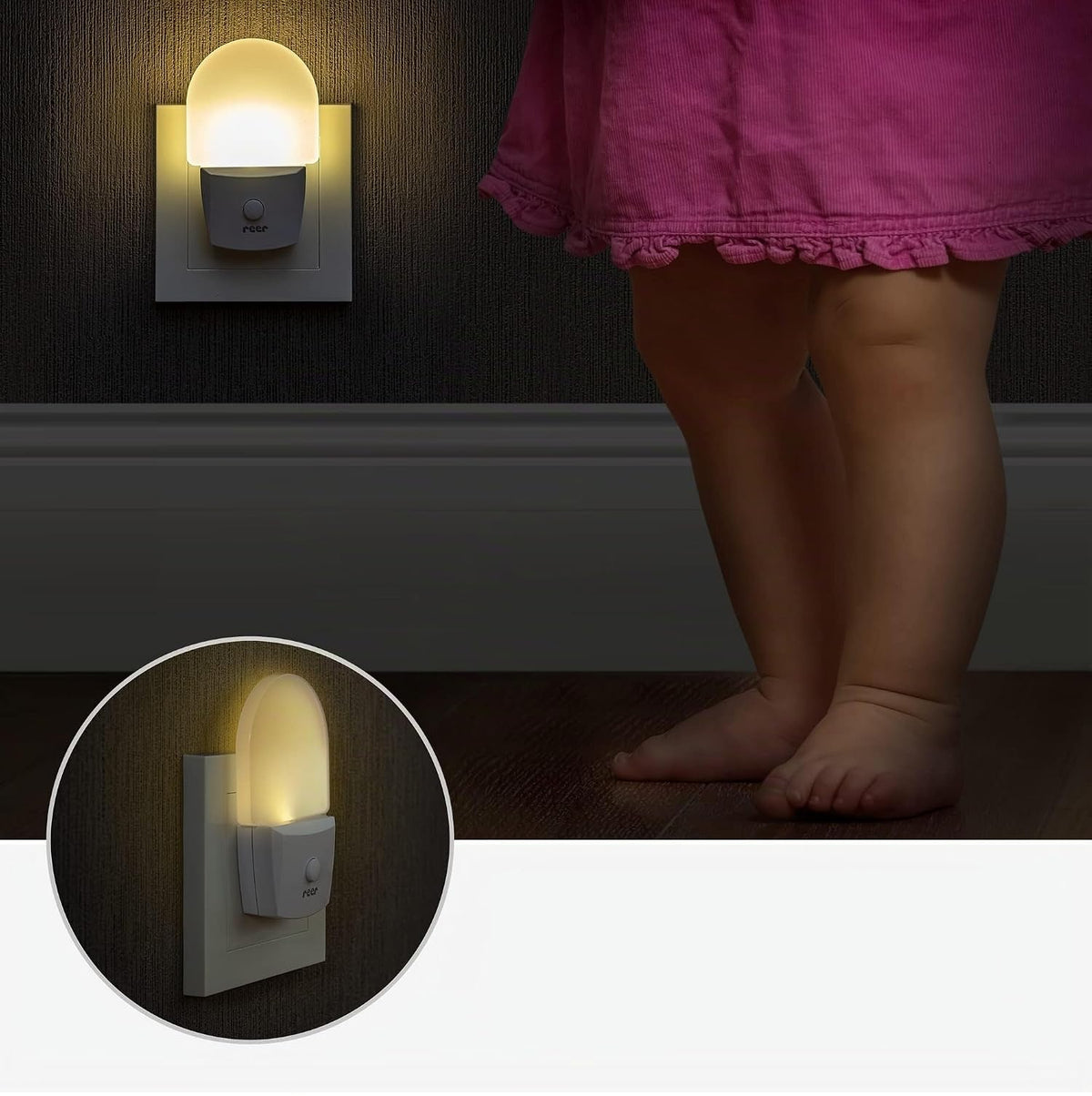 REER NightGuide LED nočna lučka za vtičnico s stikalom 6 x 9,5 cm