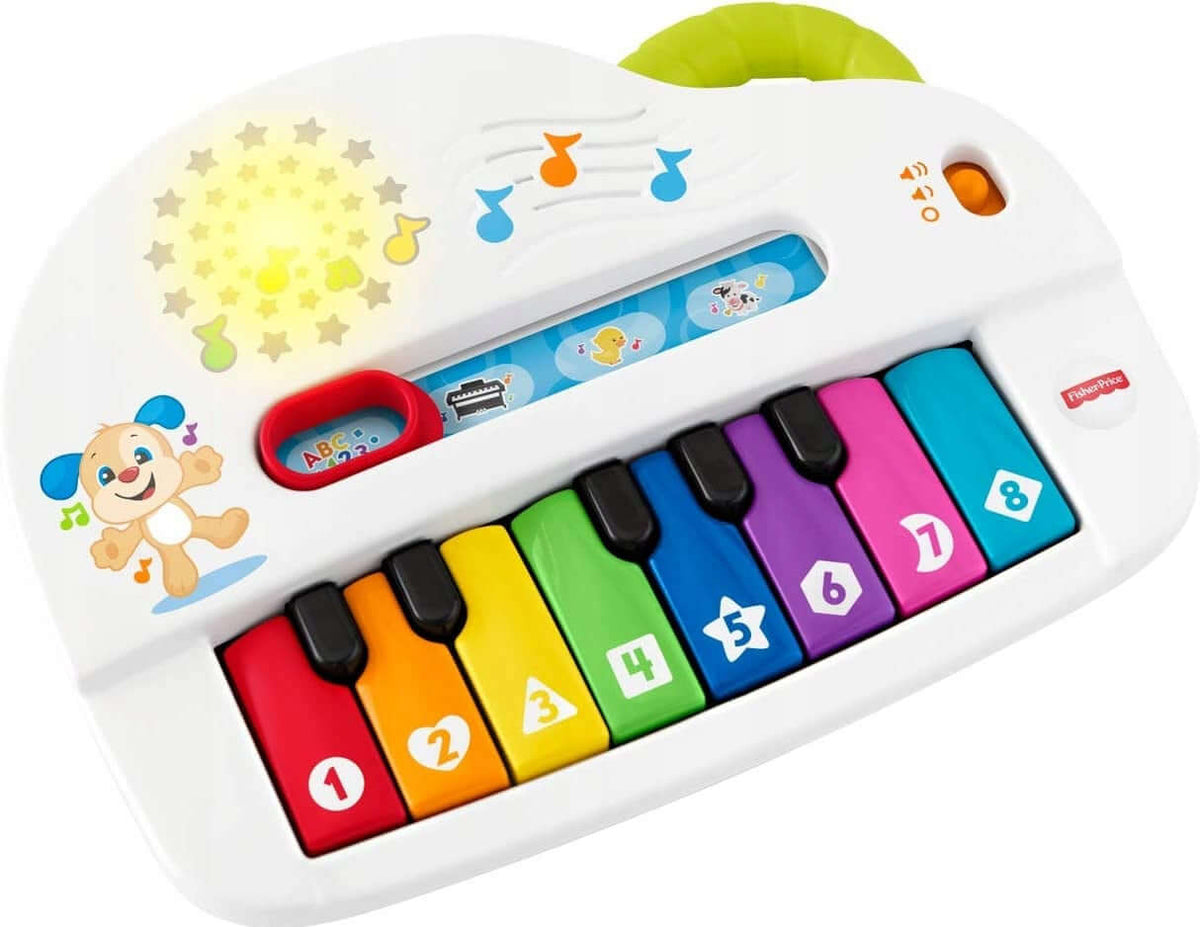 FISHER-PRICE GFK03 pianino 4w1 wersja niemiecka, interaktywne pianinko dla niemowląt, kolorowe klawisze