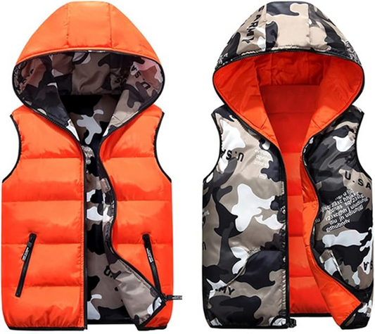 JIAMY gilet trapuntato con cappuccio reversibile 120-130