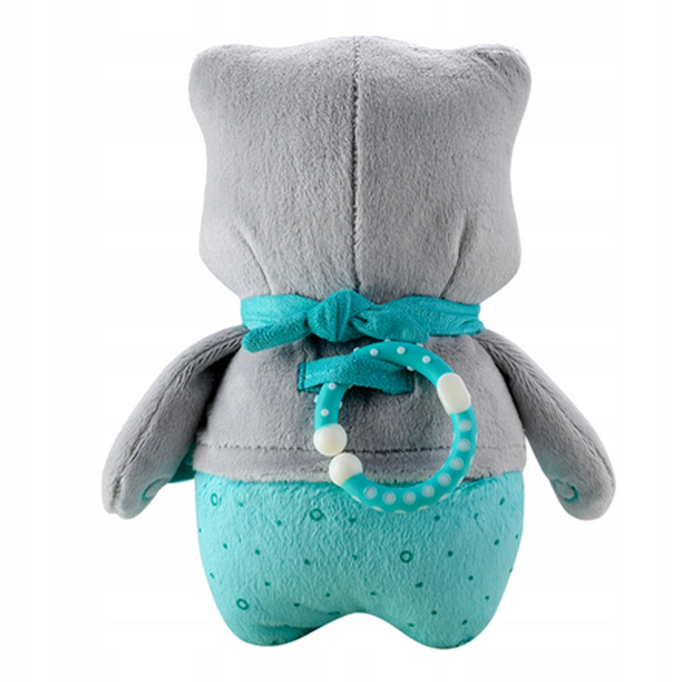 MyHummy szumiś przytulanka czujnik płaczu MIŚ LUCAS 24 cm, szaro-zielony z gryzakiem