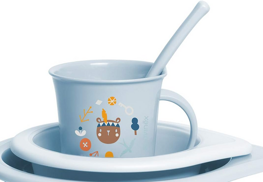 SUAVINEX Geschirr-Set, Teller, Becher, Löffel, 3-teilig