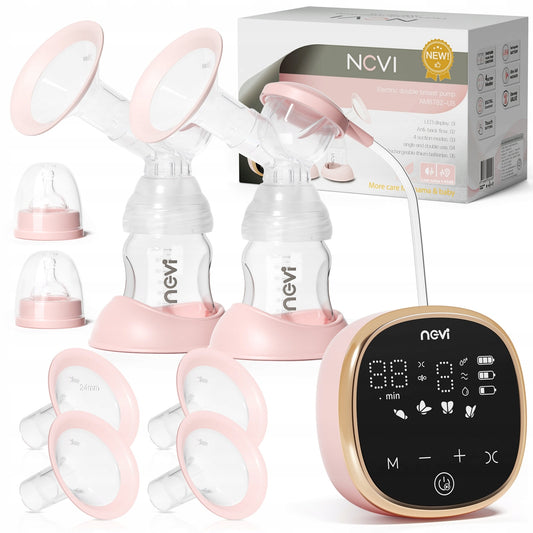 NCVI doppio tiralatte elettrico + coppette assorbilatte, sacchetti per la conservazione del latte