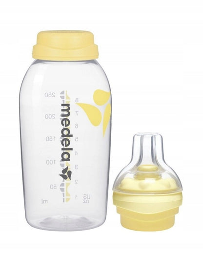 MEDELA butelka 250 ml + smoczek CALMA, żółty zestaw dla niemowląt, bez BPA, 0+