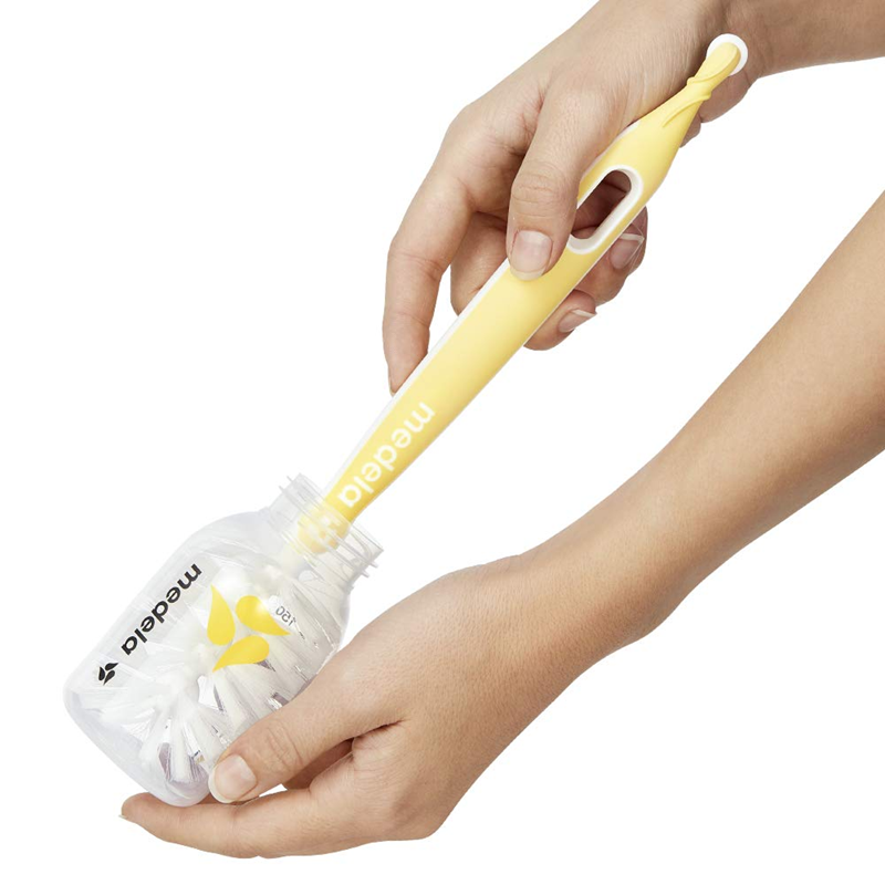 MEDELA cepillo 2en1 para limpiar tetinas y biberones 30 cm + soporte