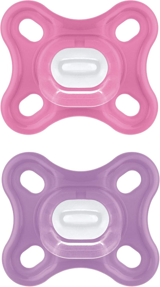 MAM Comfort silikonové dudlíky 0–3 měs. růžové, 2 ks