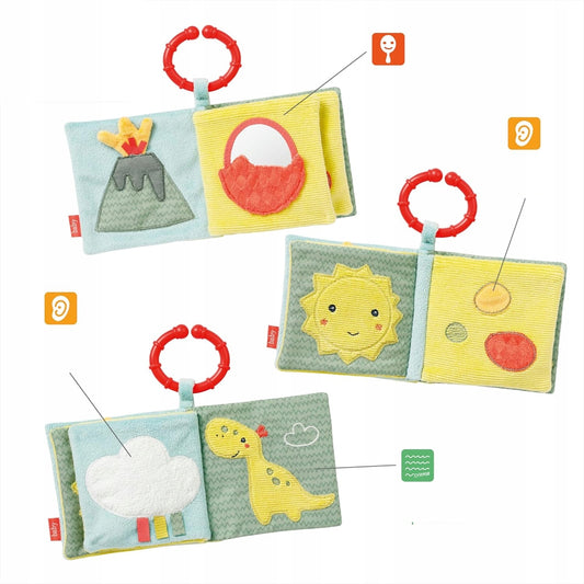 FEHN Happy Dino livro sensorial PENDENTE 11 x 11 cm