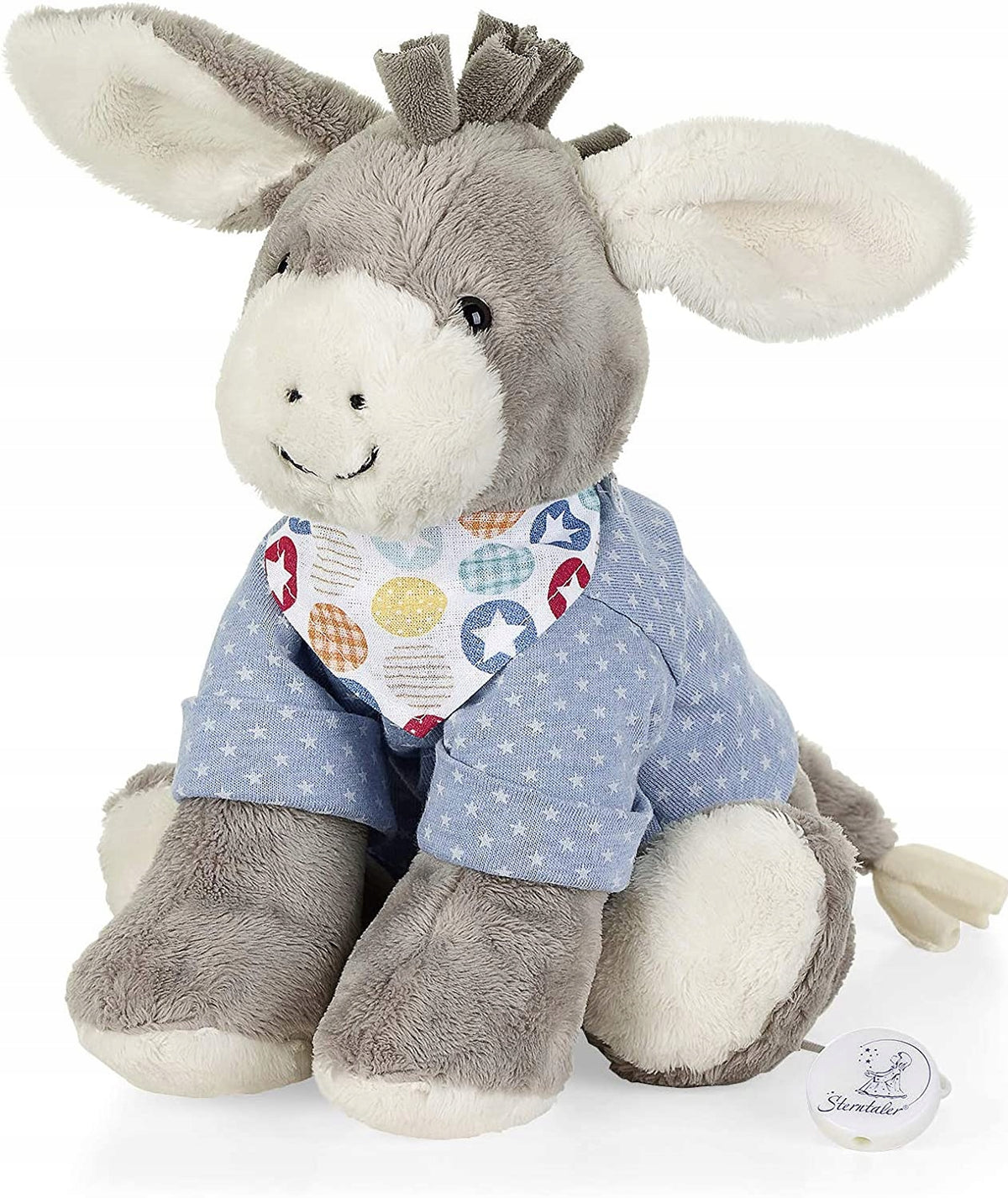 STERNTALER Osiołek Emmi MASKOTKA POZYTYWKA 28 cm "O, niebiesko-szara przytulanka z pozytywką La Le Lu