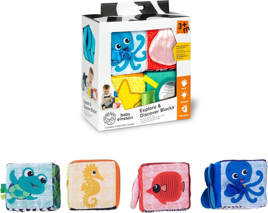 BABY EINSTEIN Explore & Discover Blocks mehke izobraževalne kocke 4 kosi