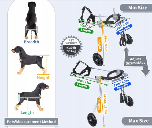 ANMAS carrozzina regolabile per cani fino a 14 kg