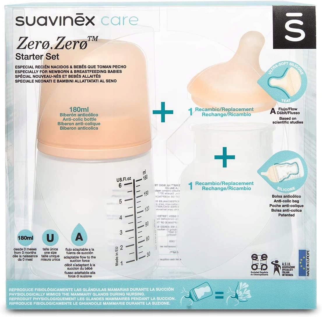 SUAVINEX Starterset ZERO ZERO 180ml (A) Adaptable Flow 0m+