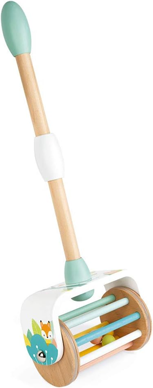JANOD Pure leseni potisni voziček z ropotuljico 49 cm