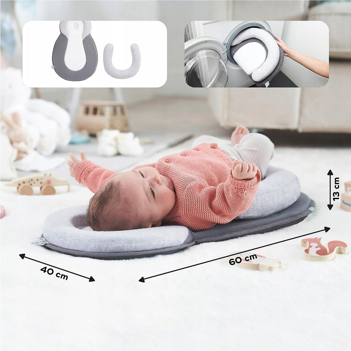 BABYMOOV cosydream poduszka stabilizator dla niemowląt 0+, podparcie główki, komfort i pranie w pralce