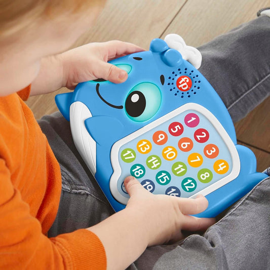 FISHER-PRICE Ballena interactiva con luces, 120 melodías y frases en alemán