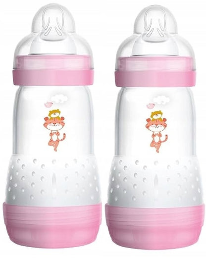 MAM Easy Start butelka antykolkowa 260ml 2m+ x2, różowe butelki antykolkowe dla niemowląt