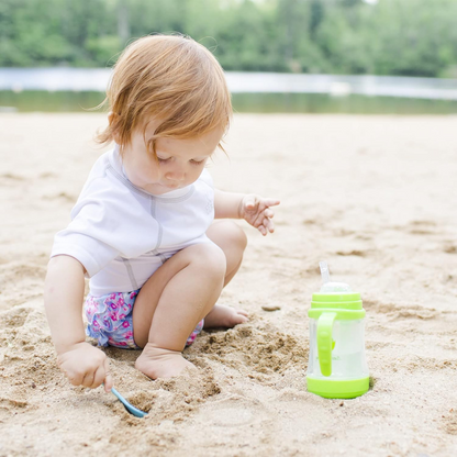GREEN SPROUTS Vaso de vidrio con pajita y boquilla antiderrame para bebé 6 m+