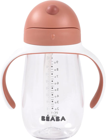 BEABA Straw Cup copo antivazamento de tritan com palhinha 300 ml 8 m+