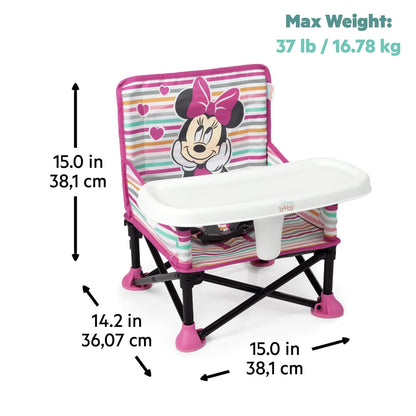 BRIGHT STARTS Minnie Mouse scăunel de masă de călătorie cu blat 3în1