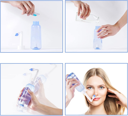 URAQT Neti Poti irrigador nasal para niños y adultos 2 boquillas 300 ml