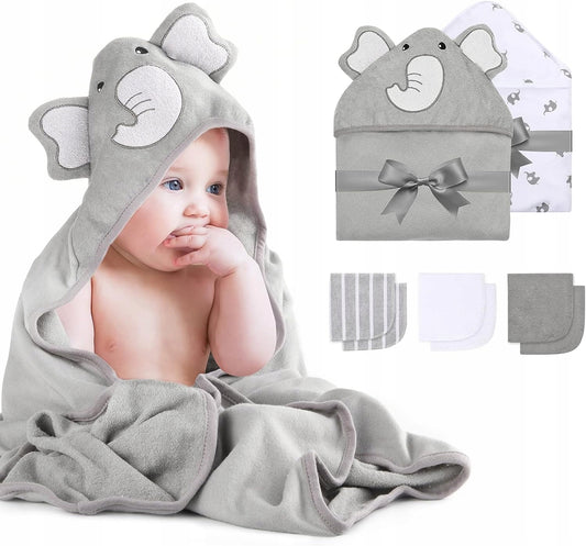 MOMCOZY brisača s kapuco x2 76x76 +6 krpic za umivanje 24x24