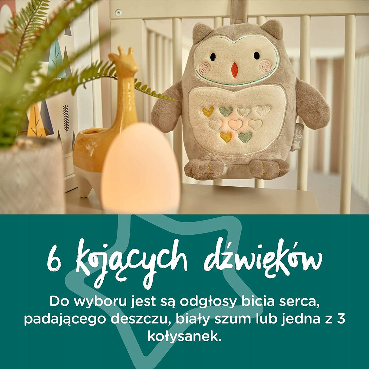 TOMMEE TIPPEE Sova Ollie plyšová hračka lampička zvuk