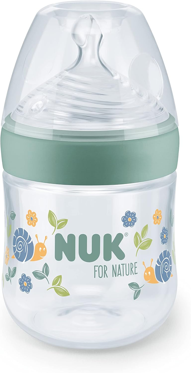 NUK For Nature butelka 150 ml 1 m+ smoczek S wolny przepływ kontrola temperatury