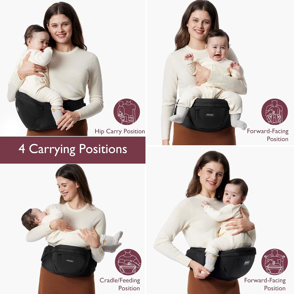 MOMCOZY portabebés de cadera 0-36 meses talla M
