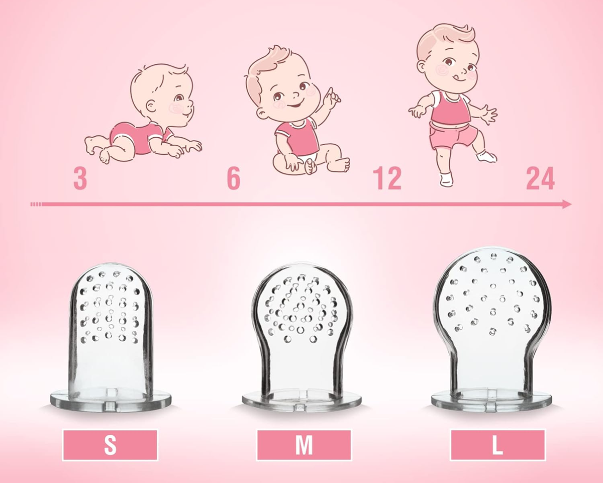 LUXIOR grizalo z dozirnikom sadja za otroke 3 nastavki 3-24 m