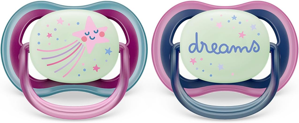 PHILIPS AVENT Ultra Air Night πιπίλες 2 τεμ. 6–18 μηνών ΦΩΣ ΣΤΟ ΣΚΟΤΑΔΙ