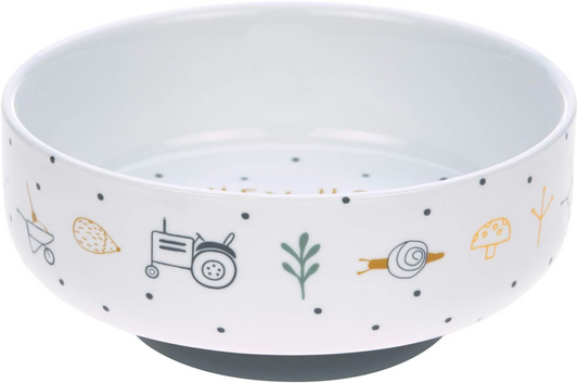 LÄSSIG Garden Explorer Porzellan-Schale mit rutschfestem Boden FARM