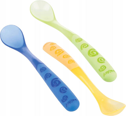 NUBY žličke z mehko konico in dolgim ročajem 6 m+ 3 kosi