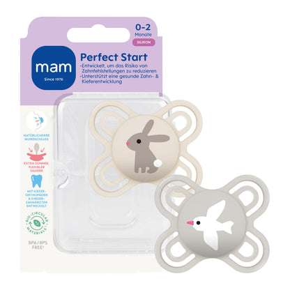 MAM Perfect Start silikonska duda, 0-2m, x2