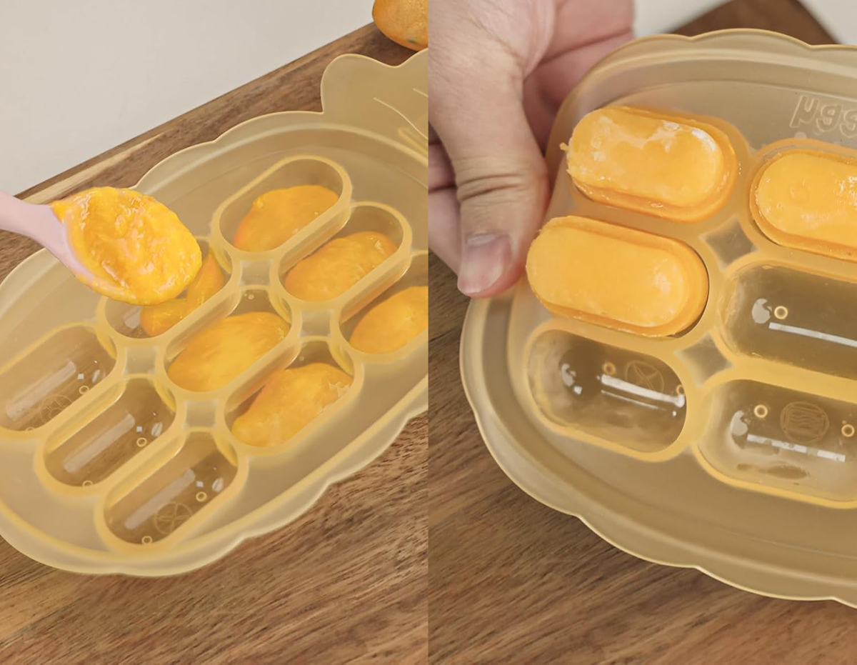 HAAKAA Silikon-Tiefkühlschale für Babynahrung + Deckel