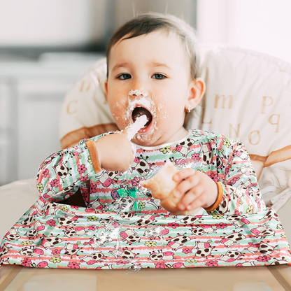LENBEST Baby Lätzchen wasserdicht Ärmellätzchen Overall 6 Monate+