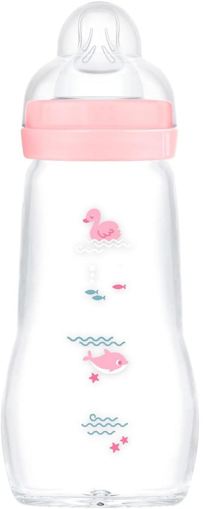 MAM Feel Good üveg cumisüveg 260 ml, 2-es méretű közepes átfolyású cumifej 2 hó+ KACSÁK