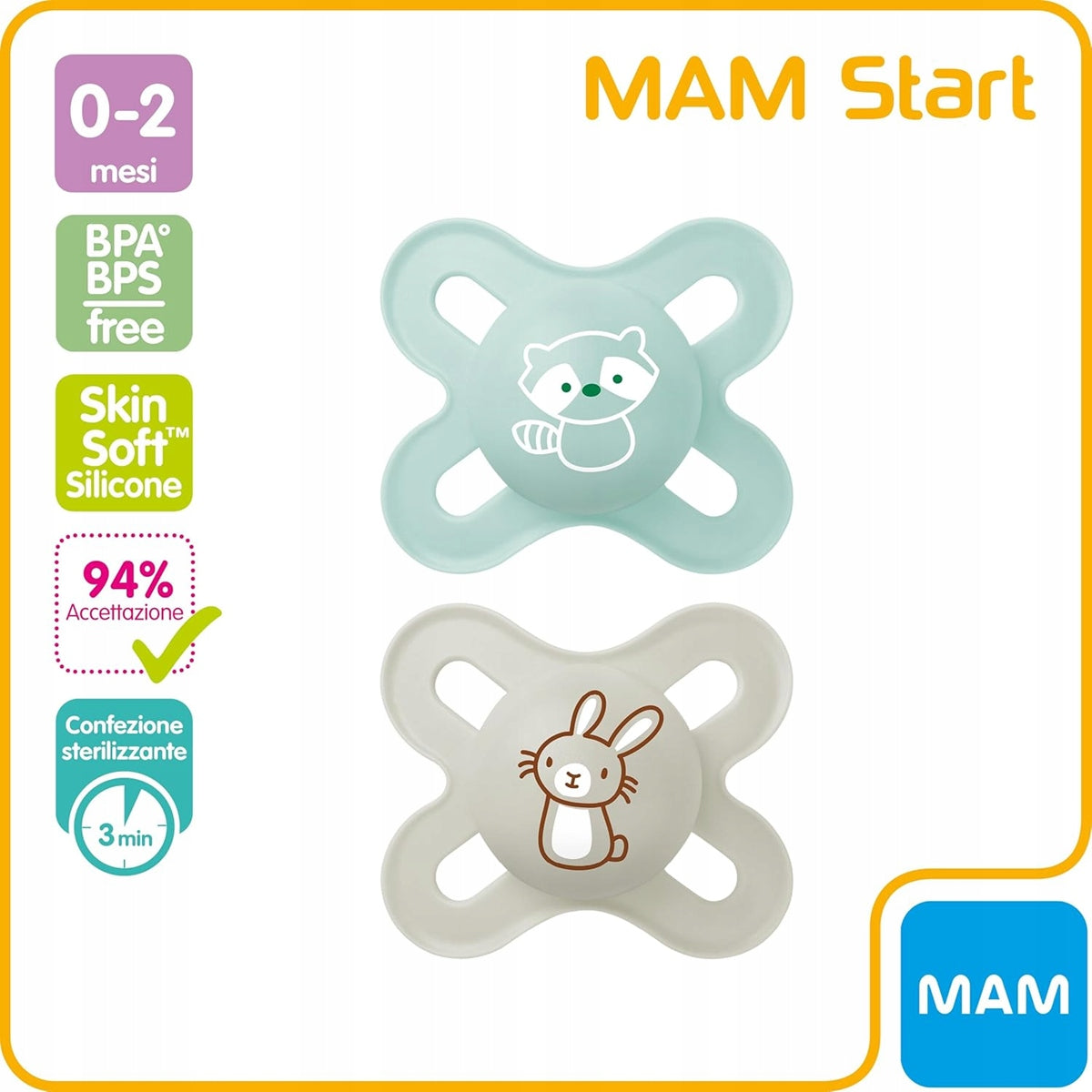 MAM START πιπίλα 0-2μ + θήκη