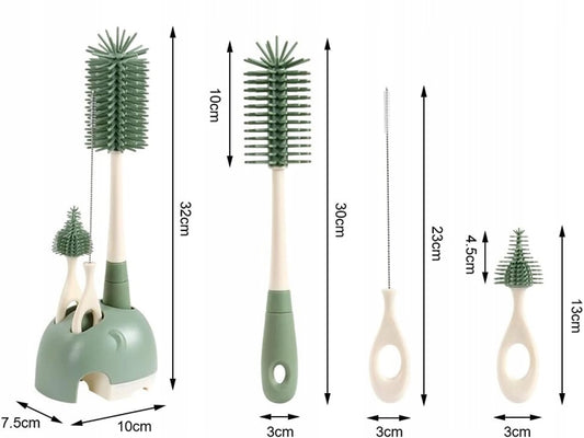 VICLOON 3 in 1 spazzole in silicone per la pulizia di biberon, tettarelle e cannucce 32cm
