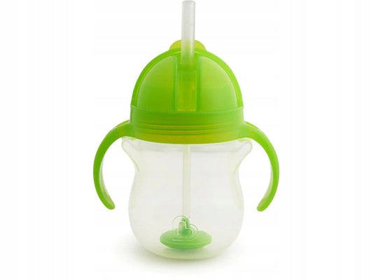 MUNCHKIN Tip&Sip kubek niekapek 6msc+ 207ml obciążona słomka, zielony kubek dla dzieci