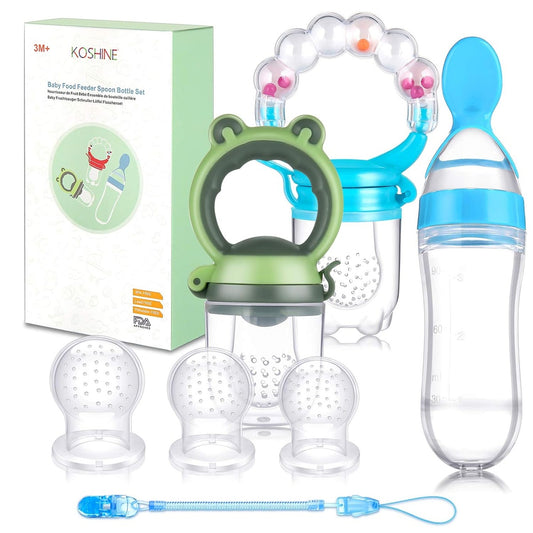 KOSHINE grizalo za sadje 2 kosa, 5 nastavkov + žlička 125 ml in verižica