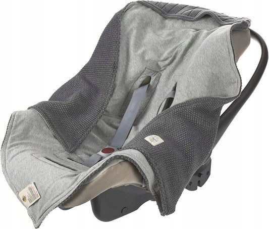 LASSIG coperta lavorata a maglia per seggiolino auto con cappuccio GRIGIA