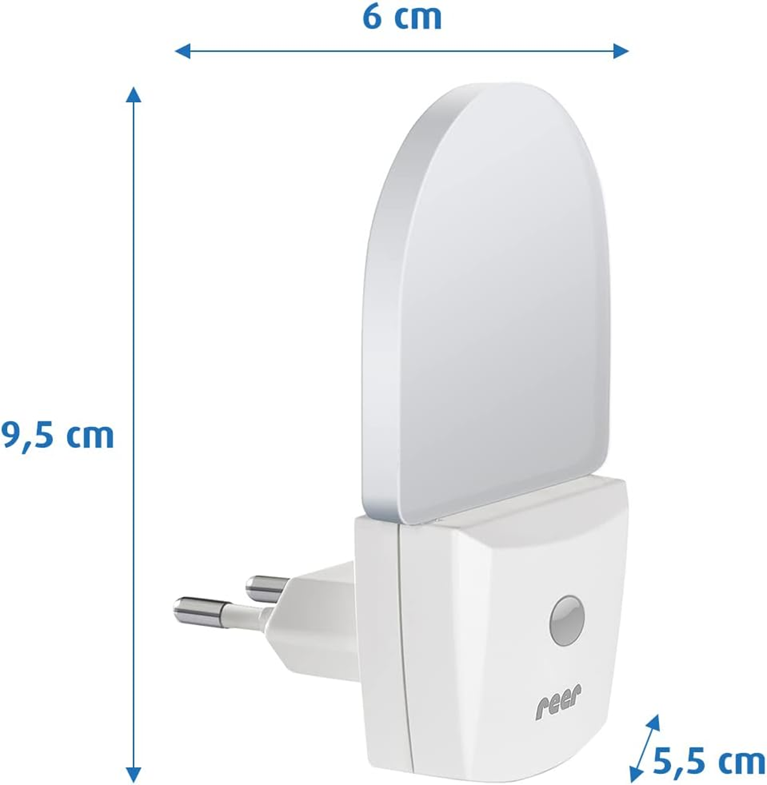 REER NightGuide LED nočna lučka za v vtičnico, senzor za temo 6 x 9,5 cm