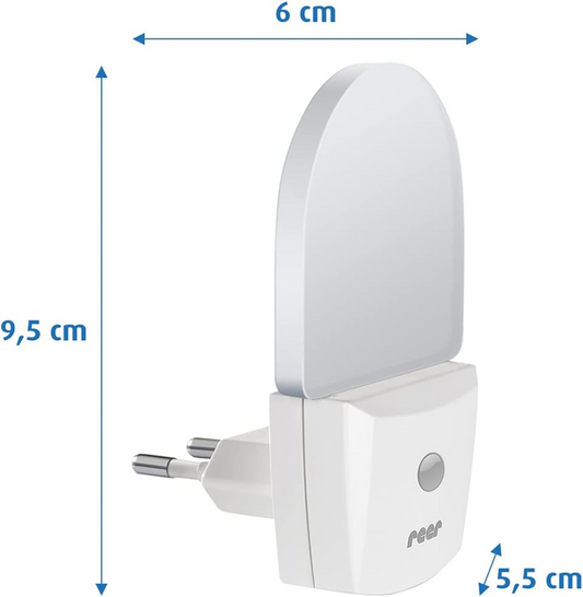 REER NightGuide LED nočna lučka za v vtičnico, senzor za temo 6 x 9,5 cm