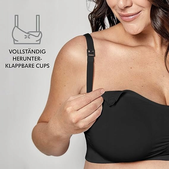 MEDELA KEEP COOL ULTRA biustonosz do karmienia + wkładki L czarny, bezszwowy z opuszczanymi miseczkami