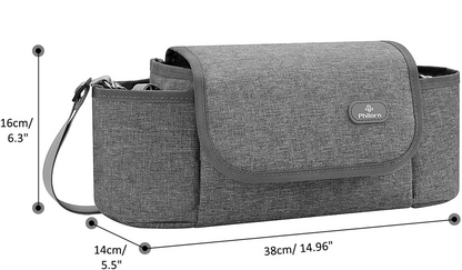 PHILORN pusletaske til barnevogn og skulder 38 x 16 cm + pusleunderlag