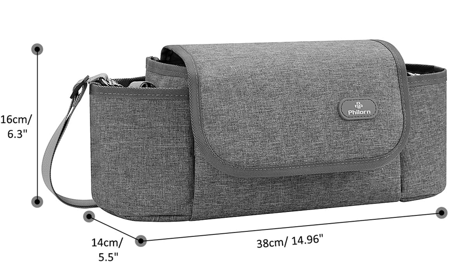 PHILORN bolsa para cochecito y bandolera 38 x 16 cm con cambiador