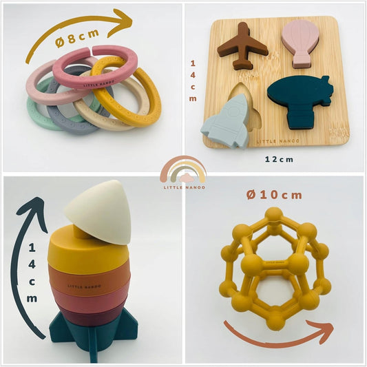 LITTLE NANOO siliconen sensorisch speelgoed set 18 stuks 6 m+