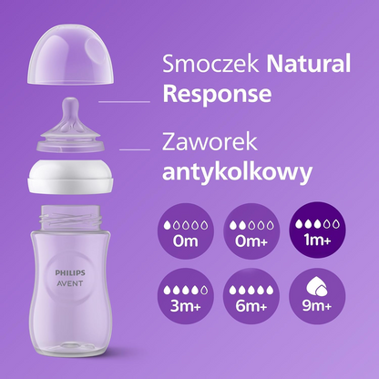 PHILIPS AVENT Natural RESPONSE butelka 260 ml 1msc+ x4