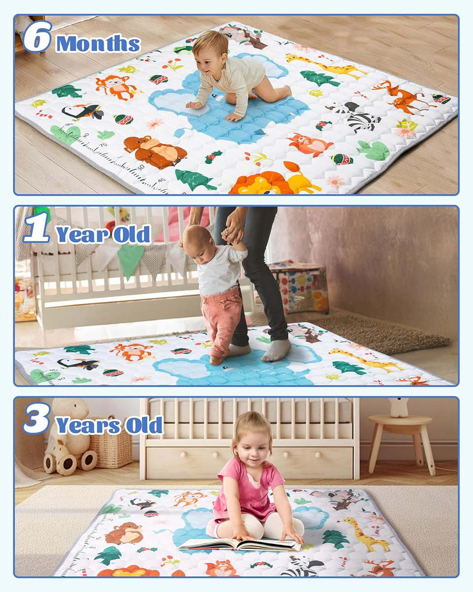 FUNSLAND alfombra de juegos para bebés con medidor de crecimiento 127x127 cm