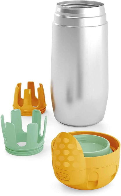 CHICCO termos ze stali + 2 wkładki do butelek 2, nietłukący pojemnik termiczny 0+, stal nierdzewna, BPA free