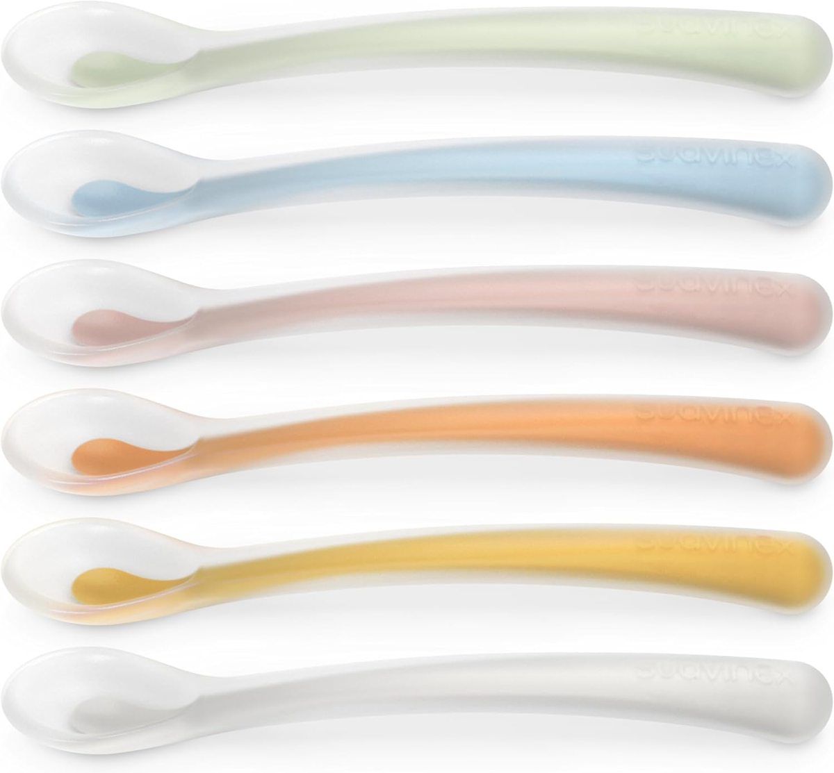 SUAVINEX Selection prilagodljiva silikonska žlička 16 cm 4 m+ rožnata