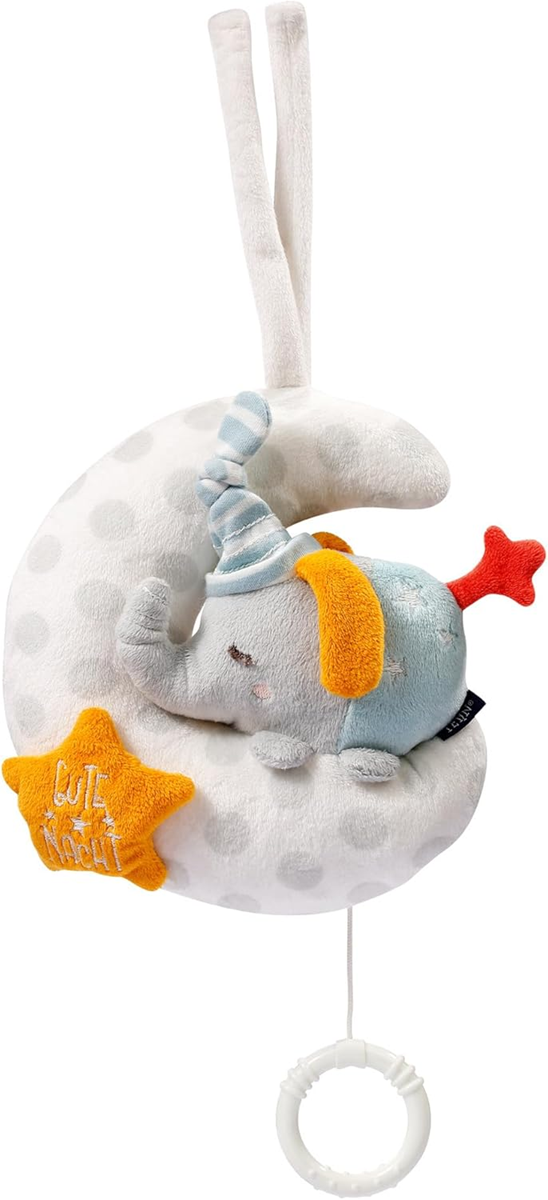 Colgante luminoso con caja de música para cochecito y cuna Elefante en la Luna